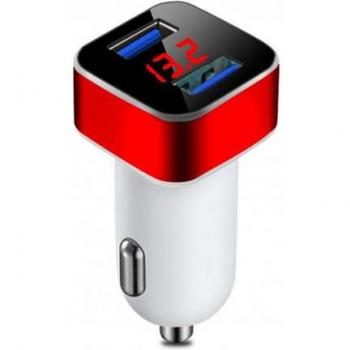 Cargador Adaptador de Coche USB Dual 5V 3.1A con Pantalla Digital, Aleación de Aluminio y ABS, Carga Rápida, Accesorios Universales para Interior de Coche