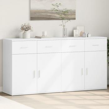 Aparador de 2 piezas en madera de ingeniería blanca, dimensiones 79x38x80 cm, acabado en madera multicapa