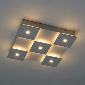 Plafón LED cuadrado de acero inoxidable y acrílico 34 cm - Kosilum