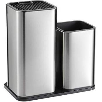 BEYIMEI Soporte Cuchillos Cocina - Bloque Guarda Cuchillos de vajilla 2 en 1 - Cuchillo de Cocina de diseño Rectangular Moderno portacuchillas de Acero Inoxidable, para 12 Cuchillos