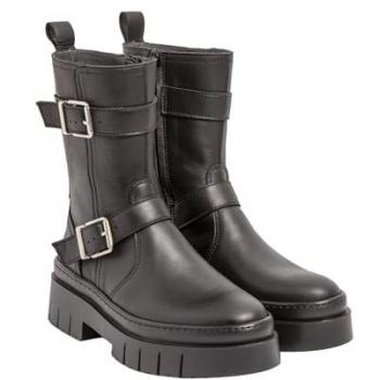 Botines de Piel Art 1958 Nappa Negro/Ambra para Mujer, Plano, con Cremallera, Casual