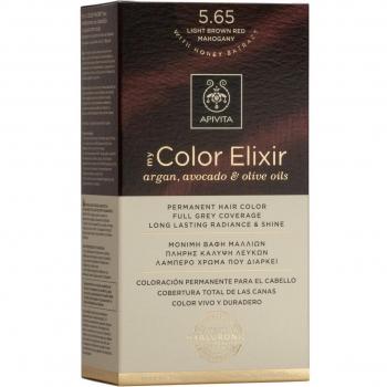 Apivita My Color Elixir 5.65 Light Brown Red Mahogany Hair Color Ammonia-Free Permanent Color 1 pc