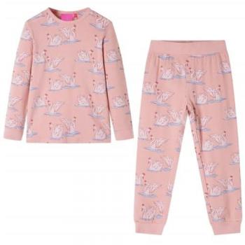 Pijama Infantil de Manga Larga Estampado Cisnes Rosa Claro 128