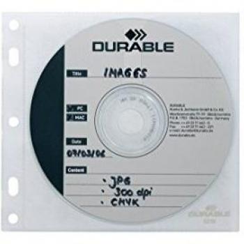 Funda para CD/DVD Abheftable, Transparente, PP, 1-2 CDs, Pack de 10 Hojas