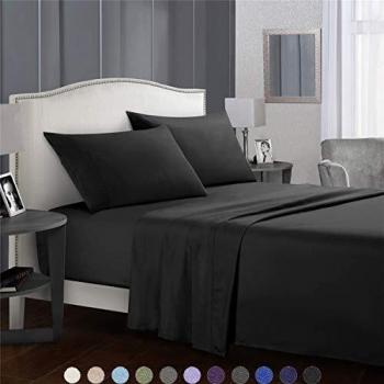 SaDiao Juego de Ropa de Cama de 4 Piezas, Suave Microfibra cepillada, Bolsillos Profundos con sábana Bajera, Hoja Plana con 2 Fundas de Almohada, Pliegues, Antimanchas