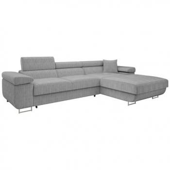 Sofá rinconero Comfivo S102 con función de descanso, caja de ropa de cama, dimensiones 280 x 70 x 170 cm, color gris