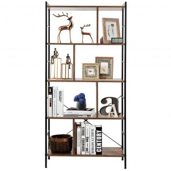 Estantería Multifuncional de Madera y Metal 5 Niveles para Libros y Almacenaje, Estilo Industrial, Dimensiones 74 x 30 x 154,5 cm, Ideal para Sala de Estar, Dorm