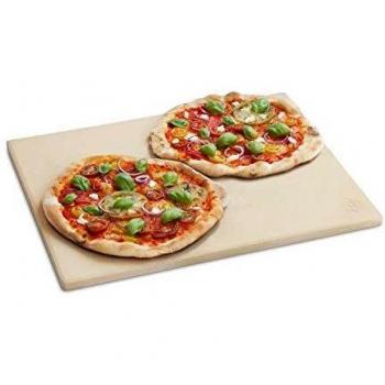 BURNHARD Piedra para Pizza Rectangular 45 x 34 x 1,5 cm Adecuado para Parrilla, Hecho de cordierit, preparación de Pan, Tarta flambeada y Pizza casera, Asar a la Piedra, Pan de ladrillo