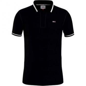 Tommy Jeans Men's Black Tipped Stretch Polo Shirt