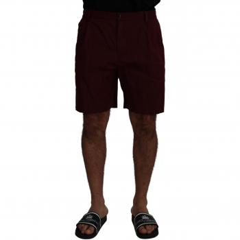 Dolce & Gabbana Maroon Cotton Bermuda Casual Shorts - IT58 | XXL, Size: 4XL