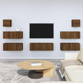vidaXL Set de muebles para TV 7 piezas madera contrachapada roble marrón