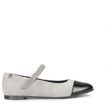 Bailarina de Mujer Popa Doris de Terciopelo Gris, Punta Redonda, Talla 40 EU