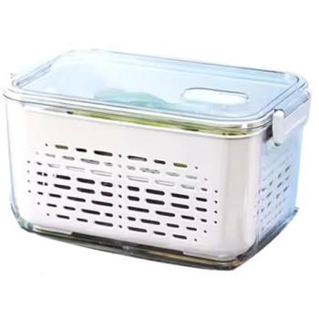 Organizador Multifuncional para Nevera Katalia con Cesta Escurridor y Tapa, Almacenamiento de Alimentos BPA-Free en Material Transparente y Gris