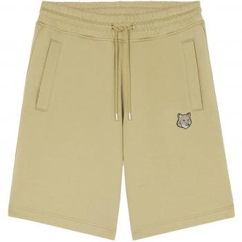 Maison Kitsuné Beige Cotton Casual Shorts for Men - Size L with Embroidered Patch