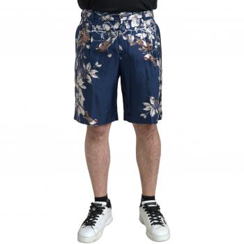 Dolce & Gabbana Blue Floral Print Silk Men Bermuda Shorts - IT48 | M