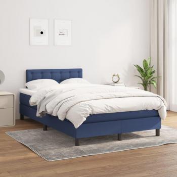 Cama box spring con colchón de muelles en tela azul 120x200 cm