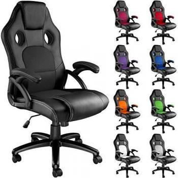 Silla de Oficina Tyson - Silla de escritorio tipo gamer, diseño moderno y ergonómico, acolchado grueso, ajuste en altura con amortiguador de gas, revestimiento de cuero sintético, transpirable