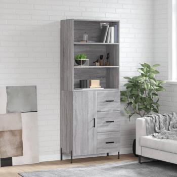 Aparador alto de madera multicapa gris Sonoma 69,5x34x180 cm