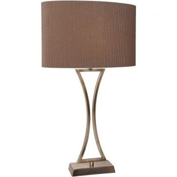 Lámpara de mesa Sobremesa Oporto Latón Antiguo 1 bombilla 53cm con pantalla ovalada marrón