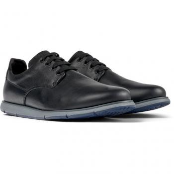 CAMPER Smith Lace-up Shoes for Men - Black, Size 39, Smooth Leather/Cotton Fabric