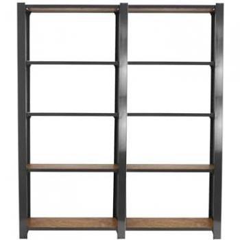 Estantería Oficina Simonrack Officlick 5/300 Wood 1600 Gris/OSB, 2100x1600x300 mm, Estilo Industrial, 5 Alturas, Módulos de Madera y Metal