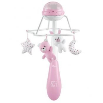 Chicco Carrusel Evolutivo Arco Iris 3en1 Rosa, Móvil de Cuna y Moisés con Proyección de Arco Iris, Sonidos de la Naturaleza, Compatible con Next2Me,