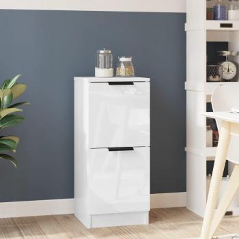 Aparador Blanco Brillante de Madera Multicapa 30x30x70 cm