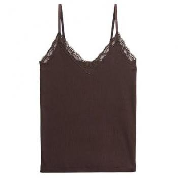 Camiseta sin mangas Essential de encaje para mujer Superdry, color marrón, talla L/XL