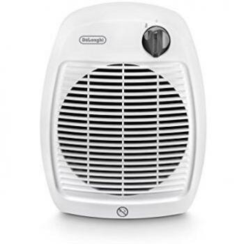 DeLonghi HVA 1120 Calefactor Vertical 2000W Doble Aislamiento, asa integrada, Seguridad, termostáto de Ambiente Ajustable, función antihielo, protección antigoteo IP21. Color Gris y Blanco.JP20