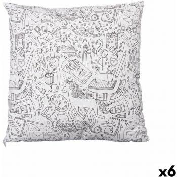 Pincello Cojín Blanco Negro 43 x 13 x 43 cm Para pintar (6 Unidades)