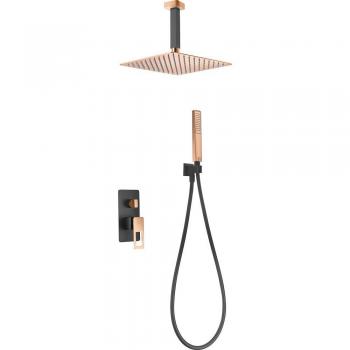 Conjunto de ducha empotrado monomando negro oro rosa Estocolmo Imex Products