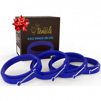 Molde anillo de silicona para huevos/tortitas. Caja de 4 anillos antiadherentes azules YumYum Utensils