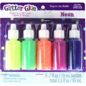 Glitter colla 7 once 5/Pkg-Neon