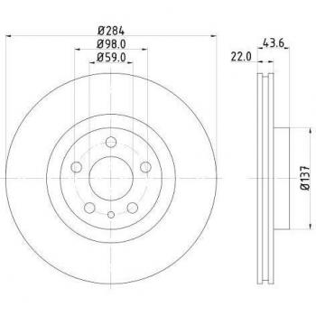 Disco de freno Hella 8DD 355 101-951 ventilado para FIAT Tipo 3/5 puertas y Tipo Break
