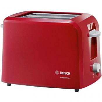 Bosch Compact Class TAT3A014 Tostadora Eléctrica 980W, 2 Rebanada(s), Ranuras Extra Anchas, Color Rojo