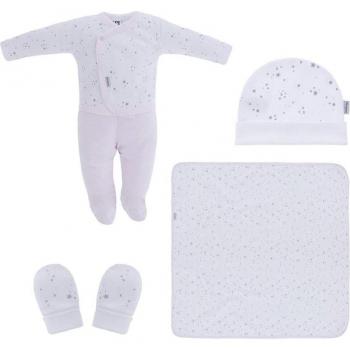 Conjunto de bebé niña 5 piezas primera puesta estampado estrellas.