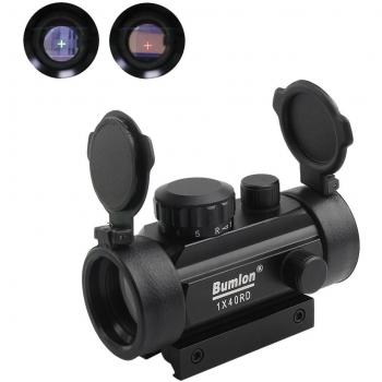 Rojo Verde punto de la vista del alcance del rifle Reflex holográfica óptica táctico FITS Rail 11mm / 20mm con Levante la cubierta de lente de arma de Airsoft