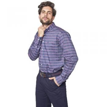 Camisa popelín de hombre corte regular cuadros Spagnolo