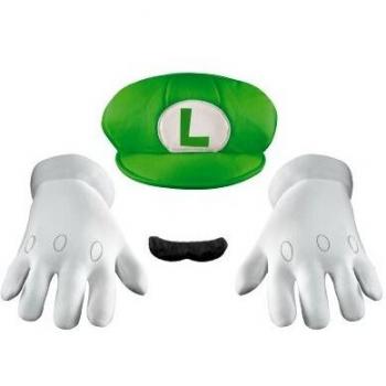Luigi Adult Costume Accessory Set - 4-Piece Green, White, and Black