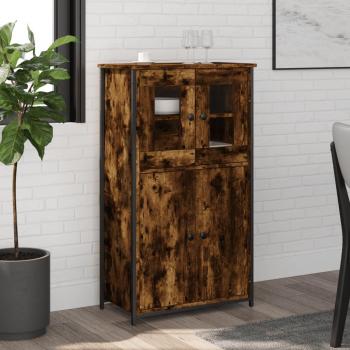 Aparador alto de madera contrachapada roble ahumado 62x32x106,5 cm Mueble de Almacenaje de Salón, Buffet para salón, Armario Auxiliar, Armario de Almacenamiento Vid