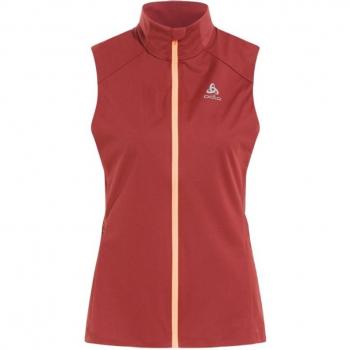 Odlo Chaleco Zeroweight Warm Rojo para mujer, ligero, aislante, transpirable, con tecnología de gestión de humedad y diseño ergonómico
