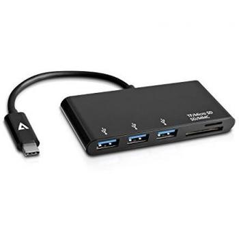 V7 V7UC3U-HUB-BLK-1E USB-C Macho de 5-en-1 Hembra Hub Negro