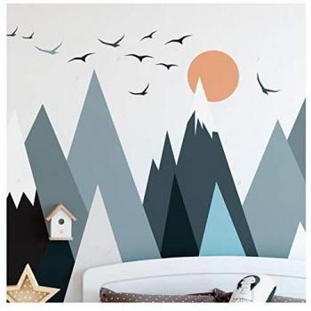 Adhesivo Mural de Montañas Escandinavas para Habitación Infantil 60 x 115 cm
