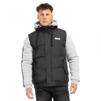 Lonsdale Dowpot Jacket Negro Jaspeado para Hombre, Tallas S a 3XL, Colores Negro, Gris y Blanco
