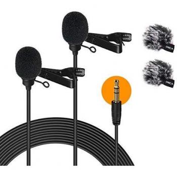 Comica D02B 6m Micrófono-Solapa-Lavalier-Mic-Corbata Condensador Omnidireccional, Clip Microphone Compatible para DSLR Cámaras Reflex, Móviles, Computador Portátil, PC