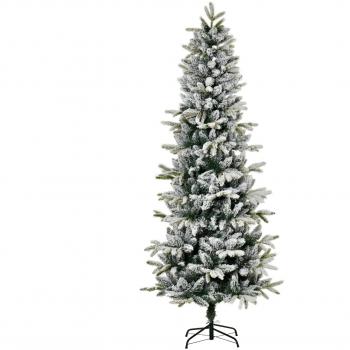HOMCOM Árbol de Navidad Artificial Nevado 210 cm con 784 Puntas de Rama Ignífugas y Soporte de Acero, Decoración Navideña para Interiores, Diámetro Base 95x210