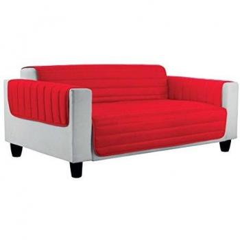 Italian Bed Linen Elegant Funda Protectora para Sofá, Microfibra, Rojo/Gris Claro, Sencillo, 1 Plaza