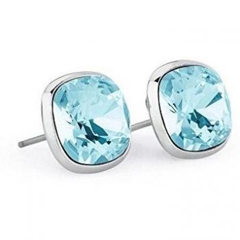 Pendientes de botón de acero y cristales de Swarovski celeste Brosway BRT32