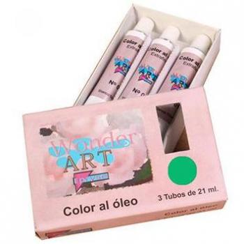 Wonder Art by Pryse 6250047 Pintura al Óleo Tubo de 21 ml Color Verde Permanente (Caja de 3 Tubos)