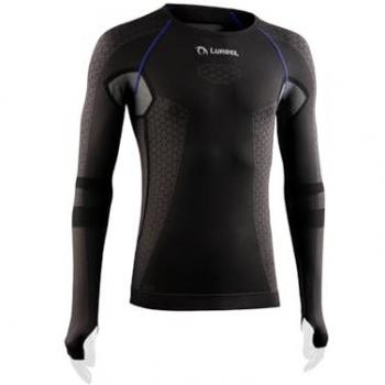 Camiseta Térmica de Running Lurbel Cristallo Manga Larga Hombre, Transpirable y Anti-Olor, Color Marengo/Royal